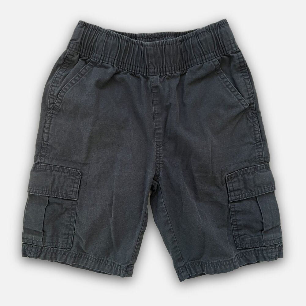 Childrens Place Boys Size 6 Washed Black Adjustable Uniform Pull on Cargo Shorts
